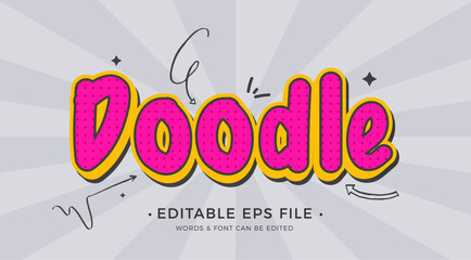 Doodle Text effect editable premium Vector