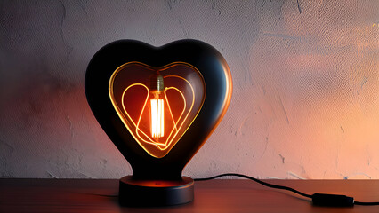 heart light bulb on red background