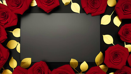 red roses on a white and black background template for banner posters and designs 