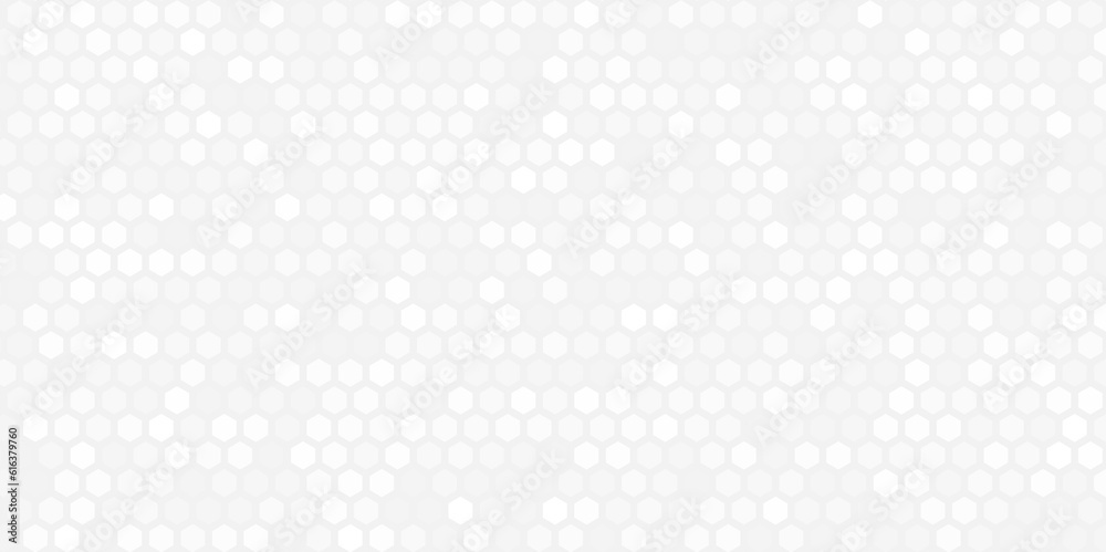 Wall mural gray and white honey hexagonal cells seamless texture. mosaic or speaker fabric shape pattern. honey