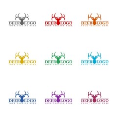 Deer logo designs template icon isolated on white background. Set icons colorful