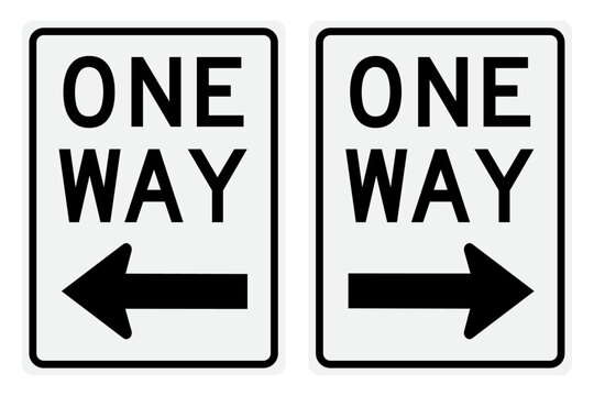 One Way Signs. Vector and Illustrations.