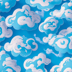 Abstract cute puffy blue and white cloud sky background