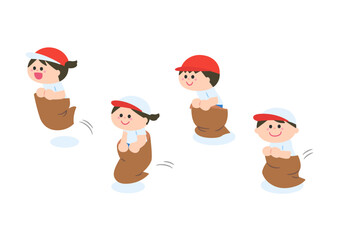 運動会競技　みのむし競争・袋跳び競争
