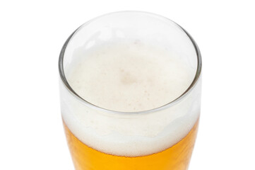 Glass of beer. Close up. Isolated on white.