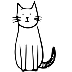 Cute cat outline vector illustration, color cat vector illustration, International Cat Day