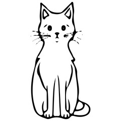 Cute cat outline vector illustration, color cat vector illustration, International Cat Day