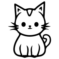 Cute cat outline vector illustration, color cat vector illustration, International Cat Day