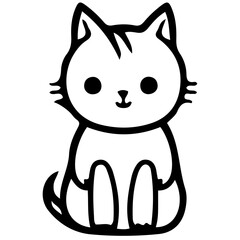 Cute cat outline vector illustration, color cat vector illustration, International Cat Day