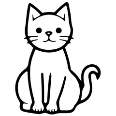 Cute cat outline vector illustration, color cat vector illustration, International Cat Day