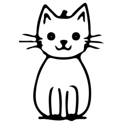 Cute cat outline vector illustration, color cat vector illustration, International Cat Day