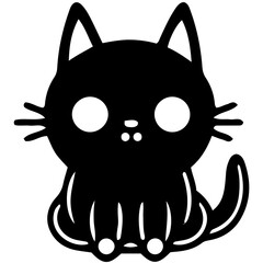 Cute cat outline vector illustration, color cat vector illustration, International Cat Day