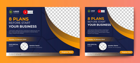 Business plan process live webinar banner template design. vector