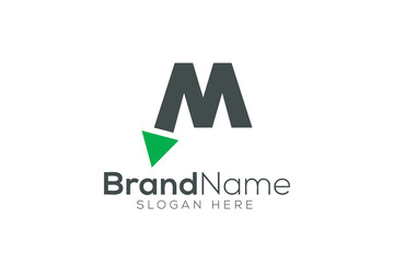Letter M arrow down logo design template