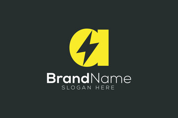 Letter a thunder logo design template