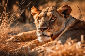 African Lioness Savanna's Fearless Hunter
