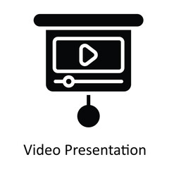 Video Presentation  Vector   solid Icon Design illustration. Multimedia Symbol on White background EPS 10 File