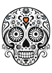 Skull suitable for embroidery art, tattoo and wall art. black patterned skull, ready to print, editable print