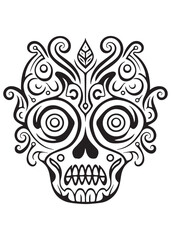 Patterned skull Drawing Suitable for Wall art and Tattoo art, spooky prints