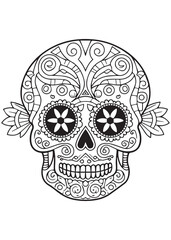 black and white skull print, suitable for wall art, eps file ready, skull embroidery pattern drawing, iso size print ready drawing