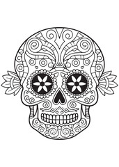 black and white skull print, suitable for wall art, eps file ready, skull embroidery pattern drawing, iso size print ready drawing