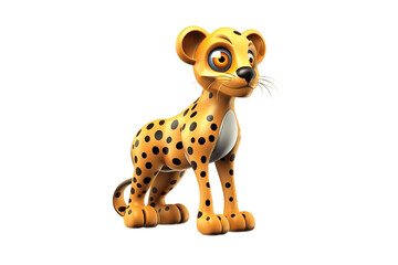 3D Cartoon Character: Sleek Cheetah with Transparent Background. AI