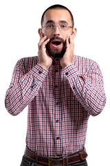 beread man with surprised  emotion