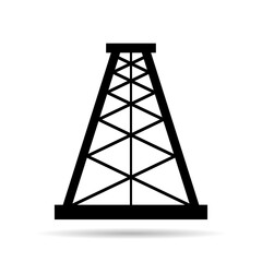 Oil rig flat graphic shadow icon, fuel platform industry tower gas sign, vector illustration