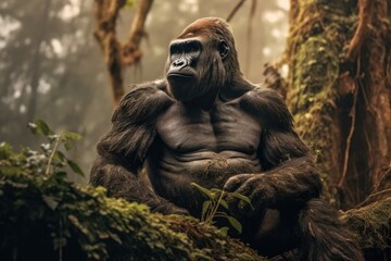 Fototapeta na wymiar The Mighty Gorilla Powerful Primate