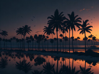 Fototapeta na wymiar Palm trees on a tropical beach.
