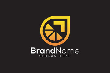 Orange Juice arrow yellow logo design template