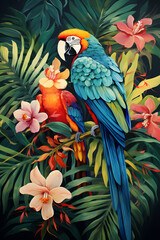 paint of parrot on the tree