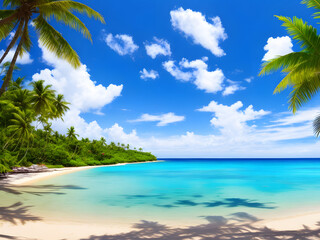 Fototapeta na wymiar Landscape of a beautiful tropical beach. AI Generated