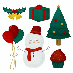 Christmas design element object for decorating in christmas festival and invitation card, party, New Year's, Christmas,
