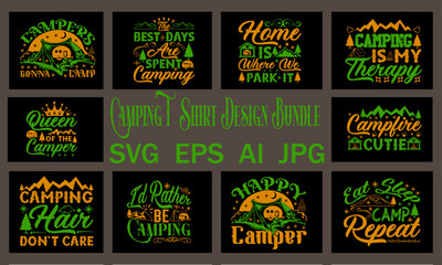 Camping T Shirt Design Bundle , Camping  Svg Bundle 