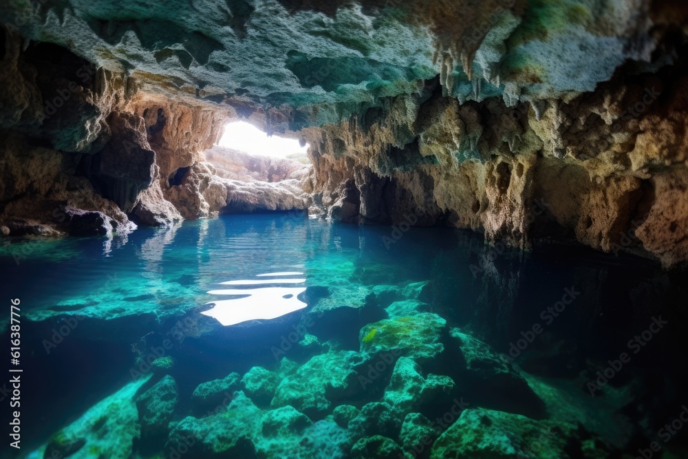 Wall mural Mystical Underwater Caves Enigmatic Submerged Grottoes