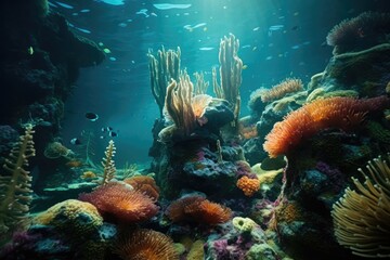 Obraz premium Mystical Underwater Caves Enigmatic Submerged Grottoes