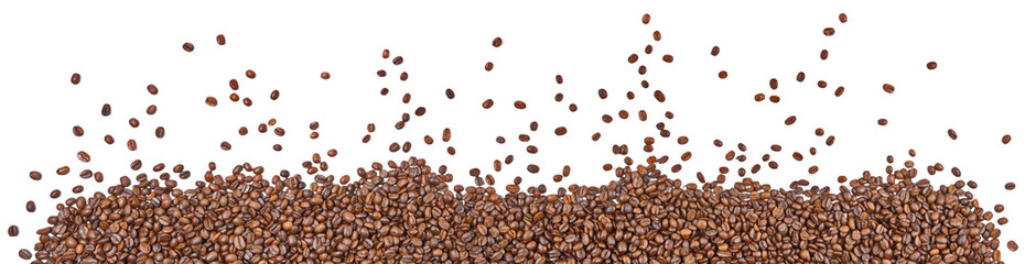 Coffee Beans Panorama on Transparent PNG Background