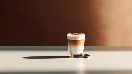 Coffee latte art cup office desk generative ai - obrazy, fototapety, plakaty