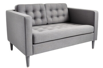  Grey two seater sofa isolated on transparent background 