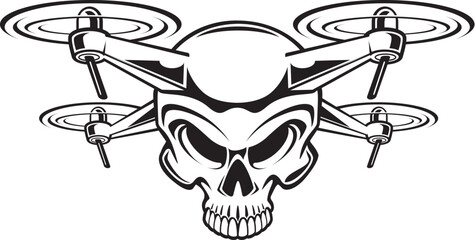 Human skull unmanned aerial vehicle drone illustration