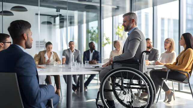 People In Wheelchair At Office