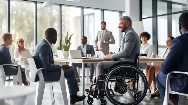 people in a wheelchair meeting