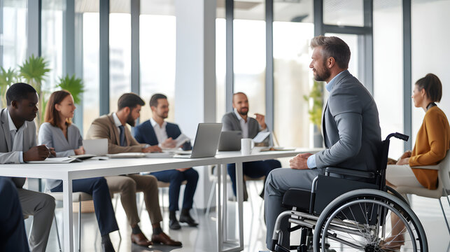 business person in wheelchair in conference