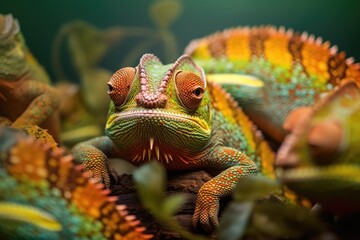 Fototapeta premium Camouflaged Chameleons Disguised Reptiles
