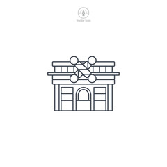 Barber Shop icon vector depicts a stylized grooming establishment, signifying hairstyling, grooming, men's care, fashion, and personal services