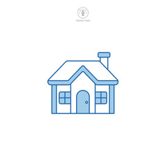 Home icon vector displays a stylized house. It represents the concept of home, housing, domesticity or return to the start