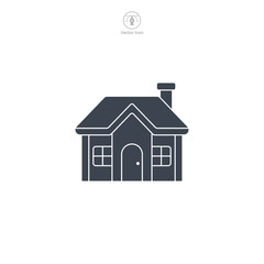 Home icon vector displays a stylized house. It represents the concept of home, housing, domesticity or return to the start