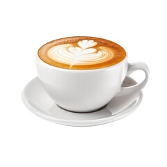 Double wall cup with cappuccino coffee isolated on transparent background. Generative AI.