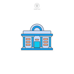 Library icon vector showcases a stylized structure of knowledge, signifying education, books, learning, literature, and academic pursuits